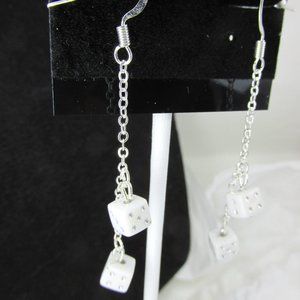 Silver Plated 'Feeling Lucky' Dice Earrings